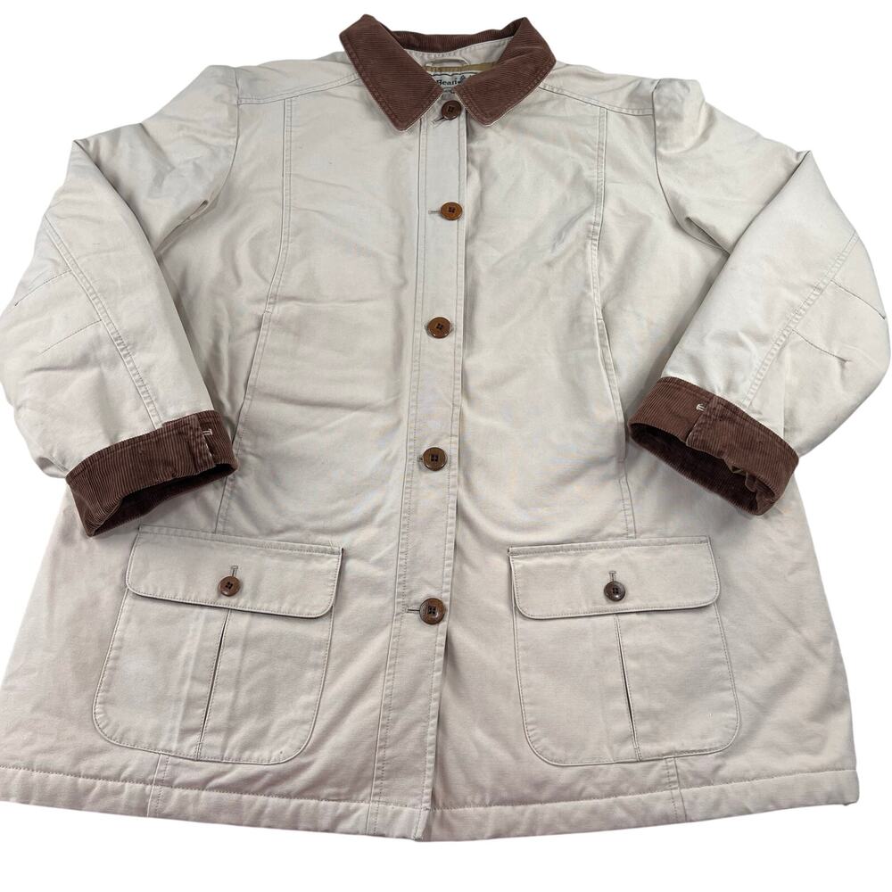 L.L. Bean Barn Chore Coat Women's size XL Thinsulate Canvas Jacket Quilted Beige